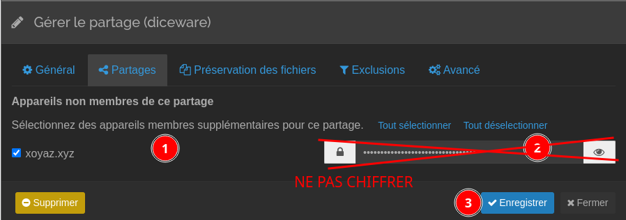 Périphériques de partage Syncthing